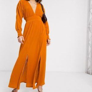 ASOS Design Orange Long Sleeve Maxi